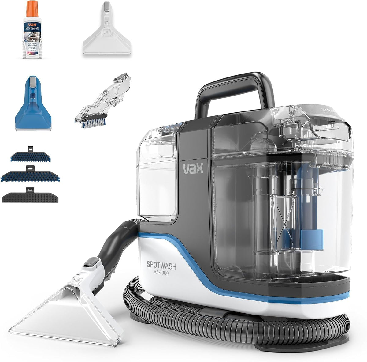 Vax canapé, Gris, SpotWash Max Duo Spot Nettoyeur, réservoir XL pour les taches, les sols et les voitures