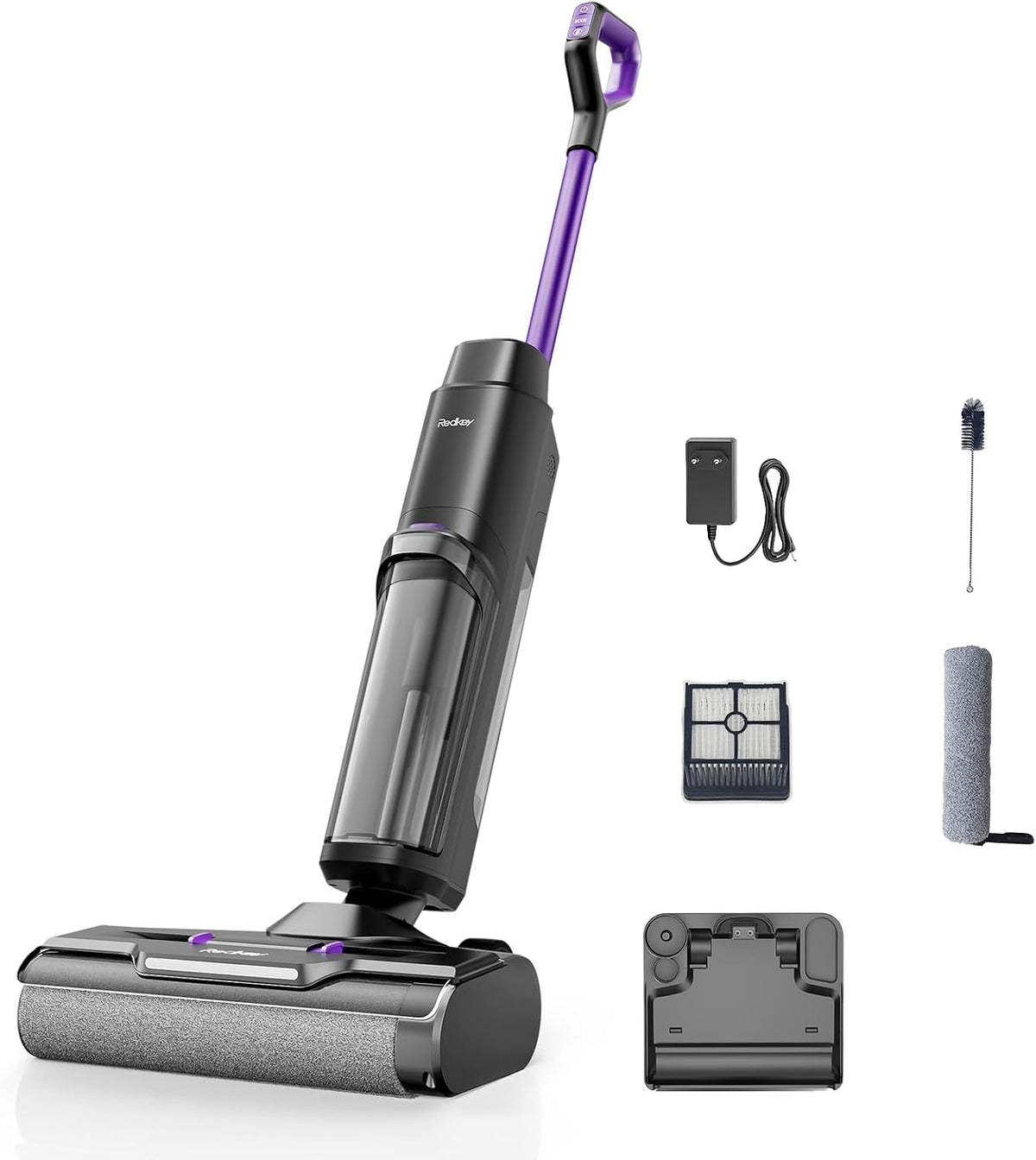 Vozascly aspirateur eau et poussière, 65 dB, Noir, W15 Aspirateur Laveur, Aspirateur sans Fil Intelligent 3 en 1