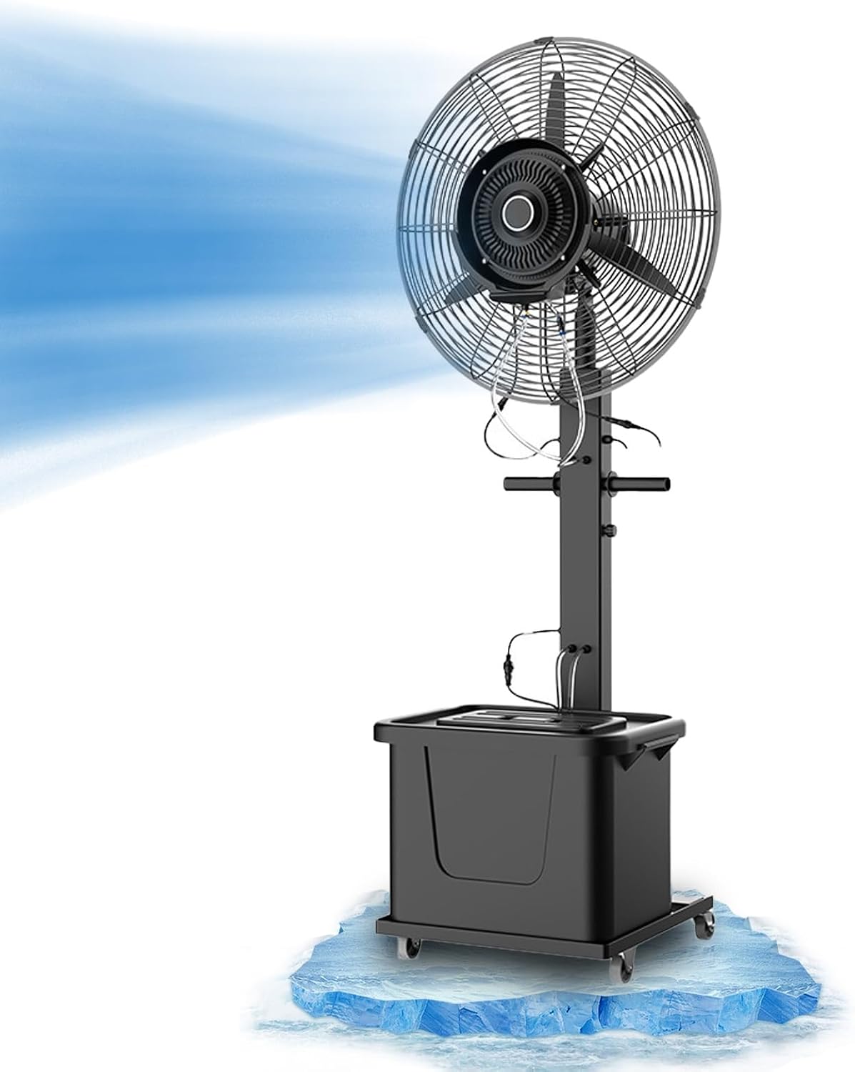 LXHGVKHJ Ventilateurs sur pied, 260 W / 320 W / 380 W, 75 cm, 42 L, Noir, Ventilateur Brumisateur sur Pied 65/ avec Réservoir d'Eau