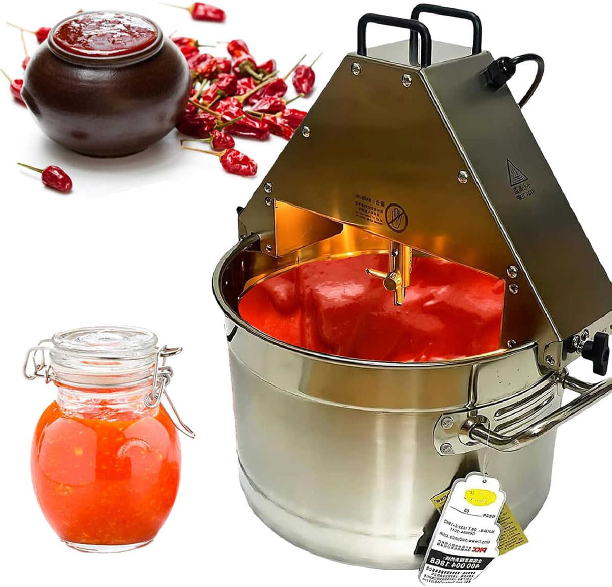 Agitateur blender, 50 W, 10 L, Argenté, électrique pour sauces et confitures, machine à assaisonner, grattoir mélangeur en acier inoxydable