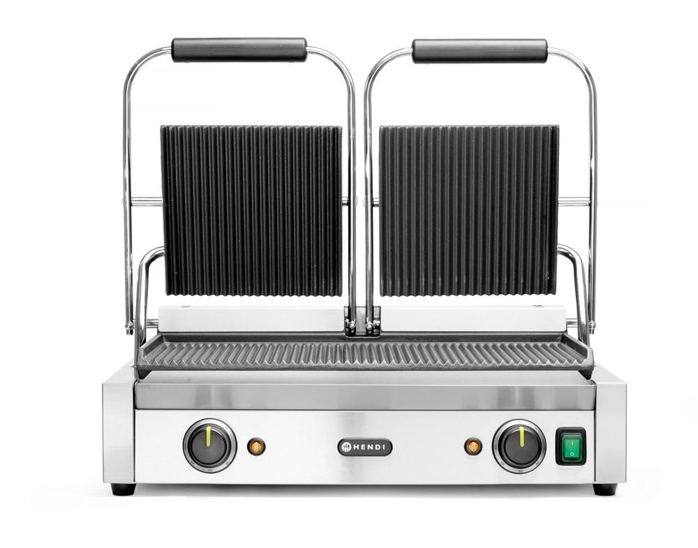 HENDI Accessoires et pièces de remplacement pour matériel de cuisine, 230 V, 3600 W, 570x375, 216 mm, Argenté, Gril de Contact Électrique Double
