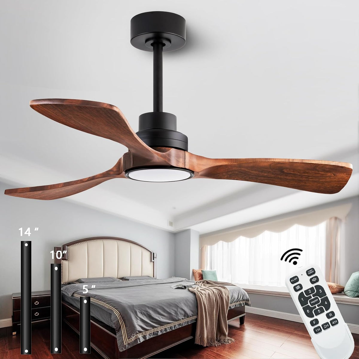 dearnow bureau, 106,7 cm, Blanc, Ventilateur de plafond avec télécommande
