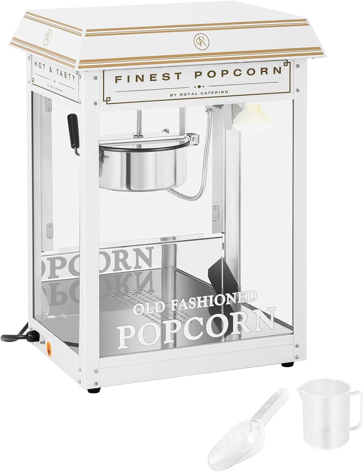 Royal Catering Appareils à popcorn, 500 W, 5 kg, Blanc/Doré, Machine à Popcorn Professionnelle Blanc & Doré