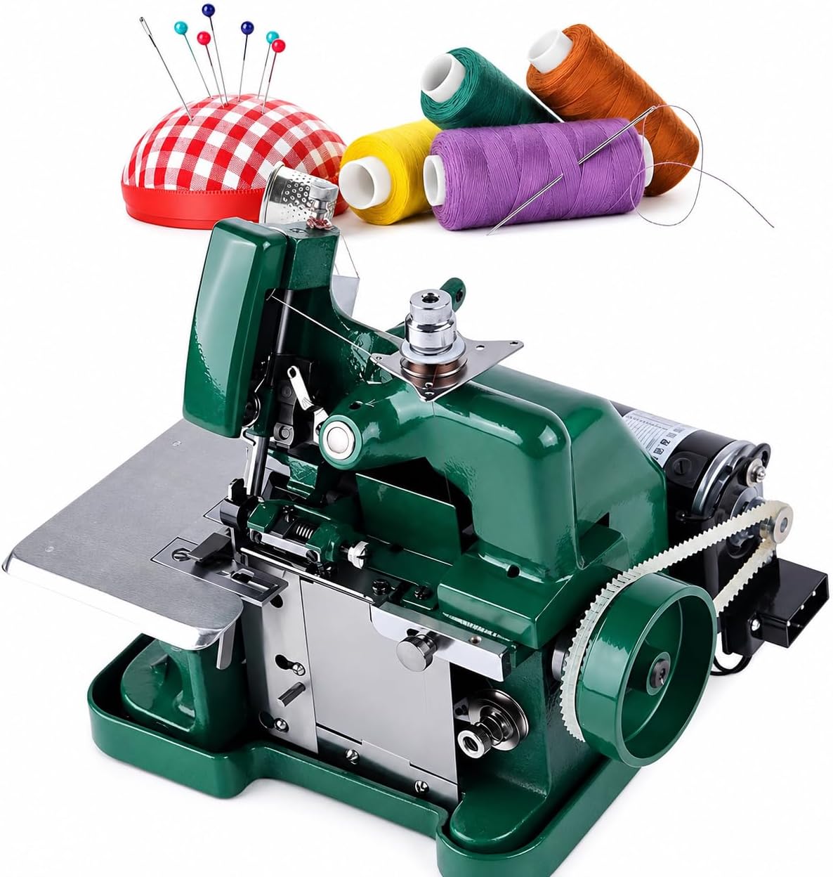 Machine surjeteuse, Gris, à coudre robuste, portable pour cuir et denim, cadre en métal, polyvalente pour les projets de couture et de couture