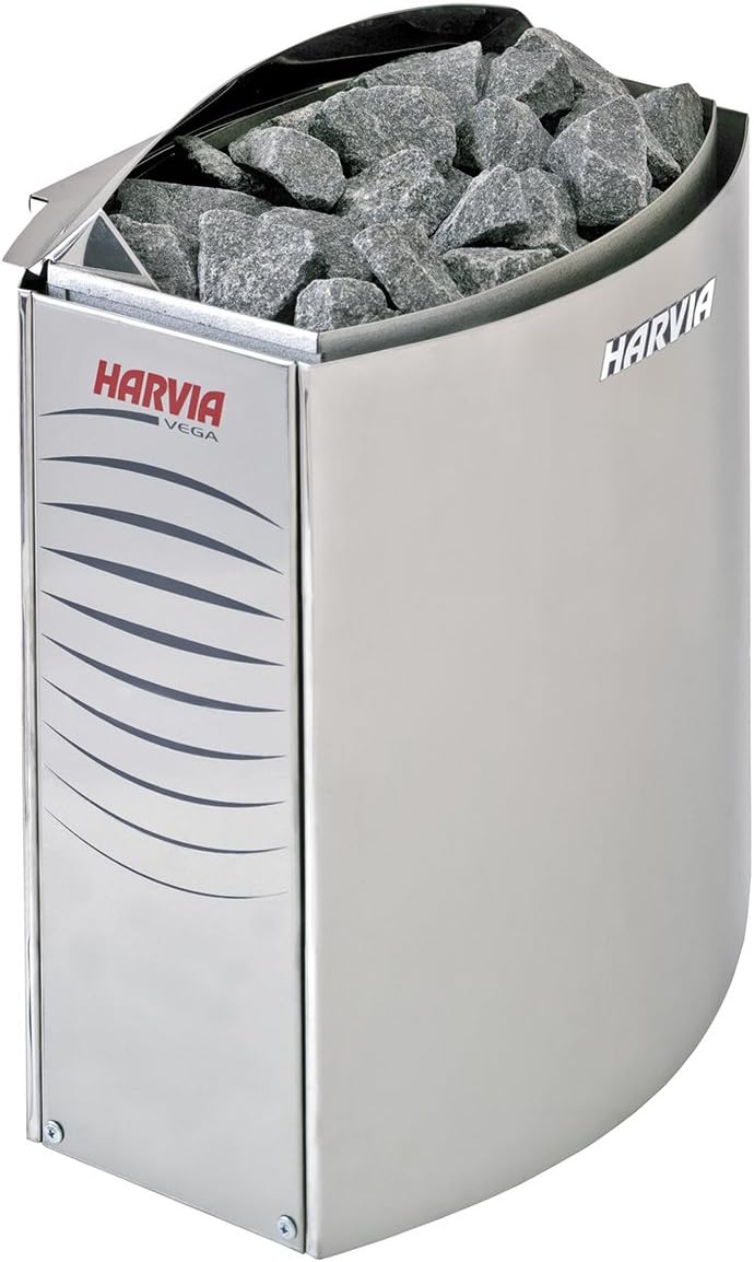Harvia équipement de sauna, 6,0 kW, 8 m, 400 V, 240 V, Noir, Sauna Poêle Électrique Vega nécessite l'unité de contrôle séparé BC60E