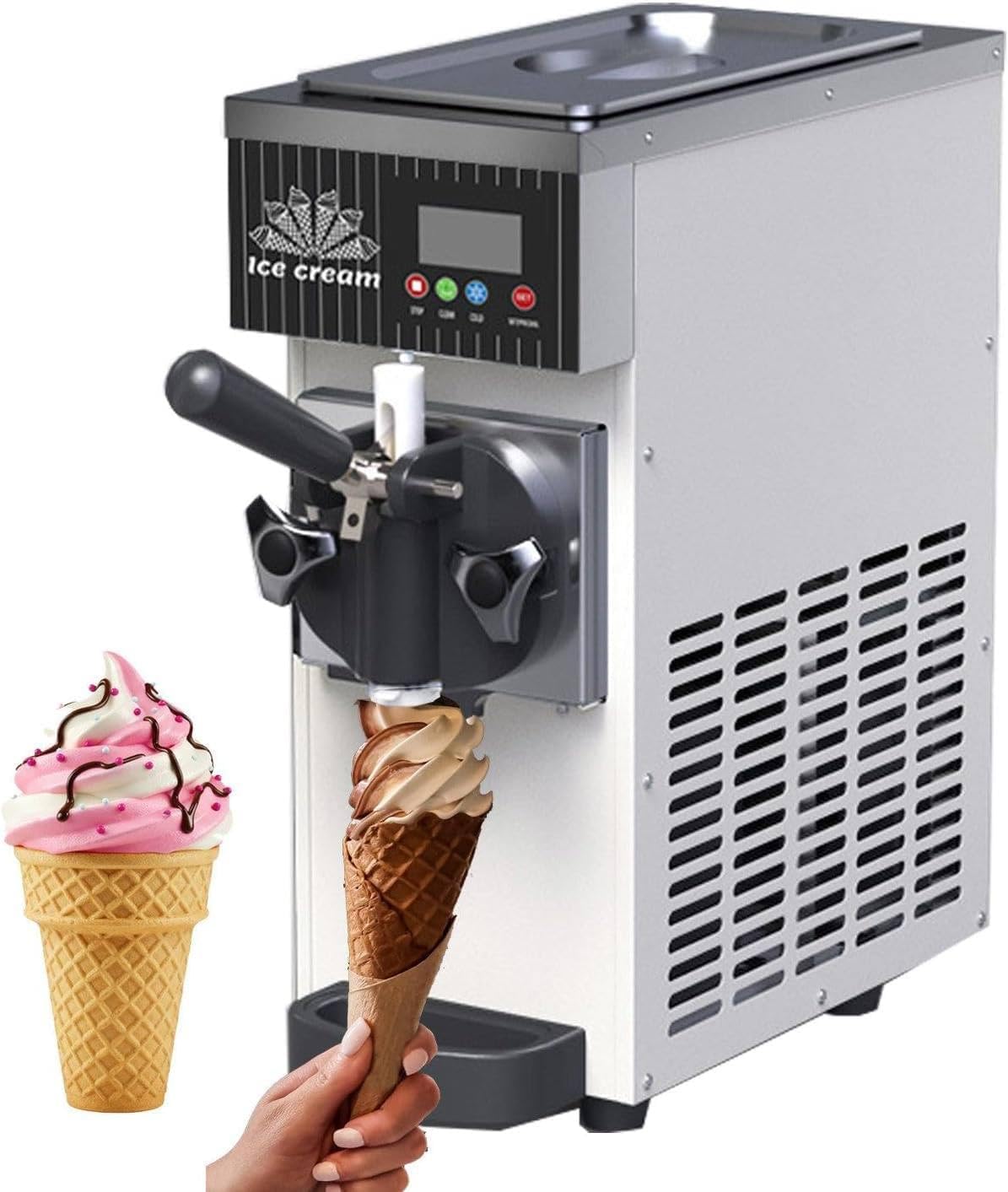 ZIXIAOS sorbetière, ZB-BQL28, 20 x 40 x 51 cm, 5 Kg, Acier inoxydable, Blanc, Machine à Glace à L'italienne Professionnelle