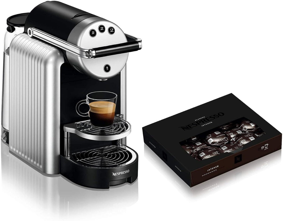 Nespresso machine à café, Argenté, Zenius automatique professionnelle avec 50 capsules de café, Cafetière pour petits bureaux