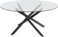 Vente- table à manger, Noir/Transparent, - Ronde 6 Personnes en Verre trempé et métal Noir - Transparent - Cosima