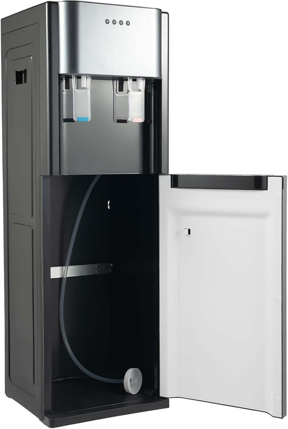 EXSHUING fontaine à eau, 19 litres, 5 L, Argenté/Gris, pour Bonbonnes, Chaude Et Froide À Chargement par Le Bas avec Intérieur en Acier Inoxydable