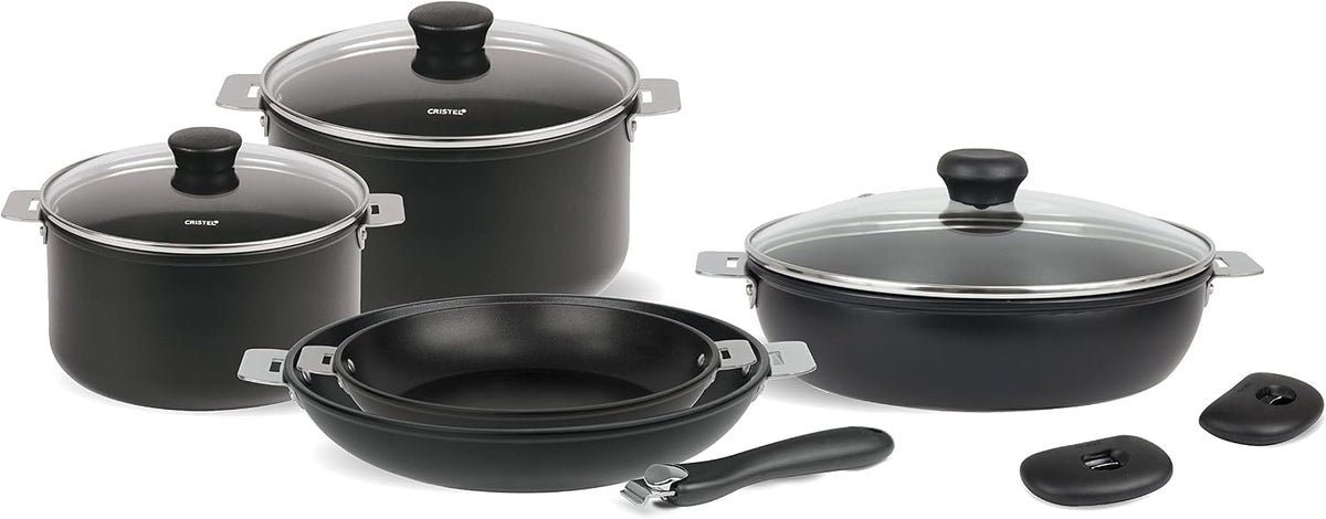 Cristel batterie de cuisine, Noir, SET 11 PIECES COOKWAY AMOVIBLE