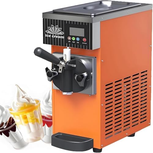 KIUYTQQ sorbetière, Sorbetière professionnelle, 20 x 40 x 51 cm, 450 W, 2,5 L, Argenté, Professionnelle, Machine à Glace à l'italienne