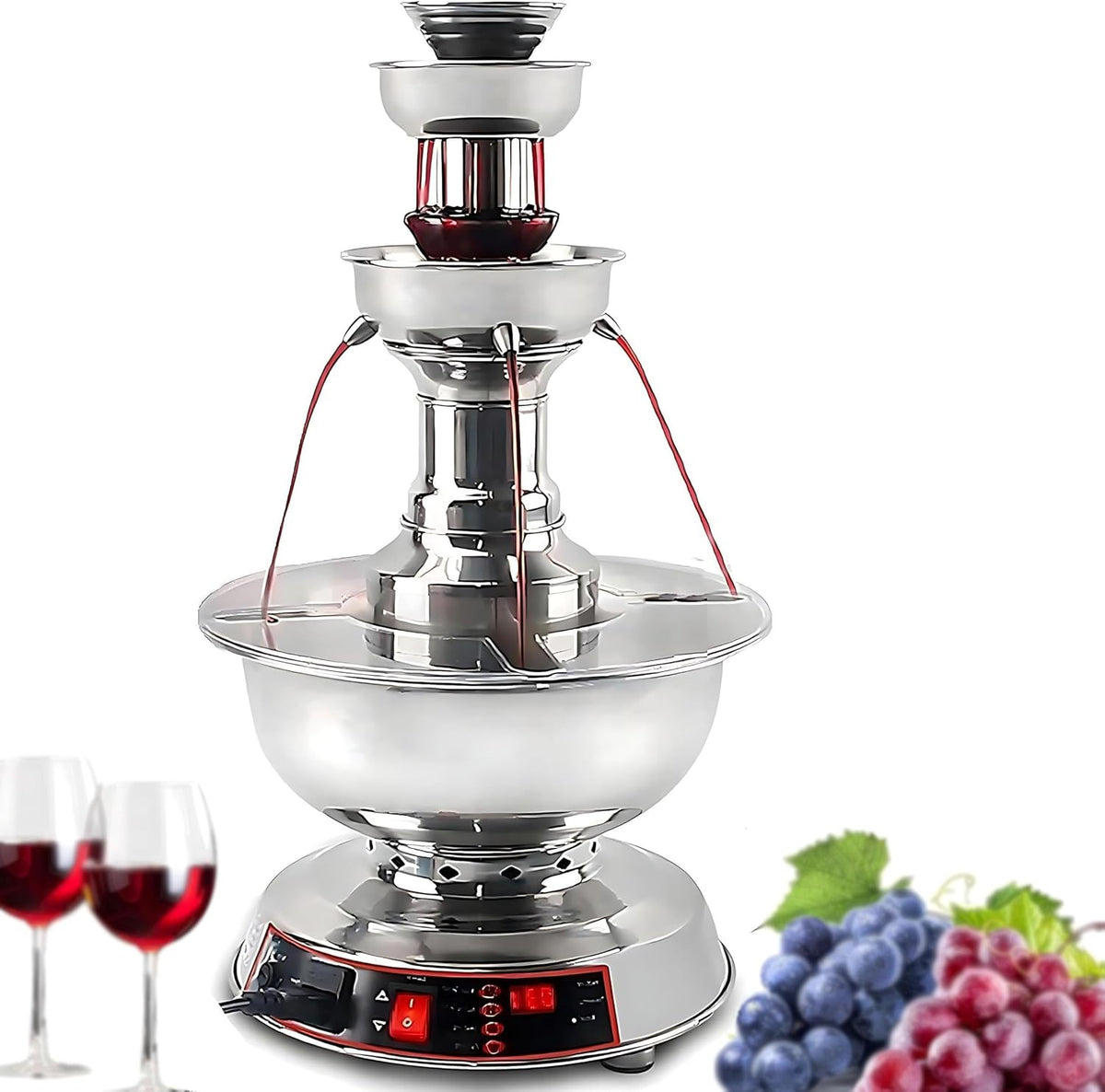 Fontaine Distributeurs de vin électriques, diamètre 30 cm, hauteur 56 cm., entre 1,5 et 3,5 litres, idéal pour les rassemblements., 120 W pour une