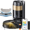 Proscenic robot aspirateur, Noir, 10000Pa Laveur avec Station sans Sac Vidage Automatique, 200Min Aspirateur Robot et Serpillière