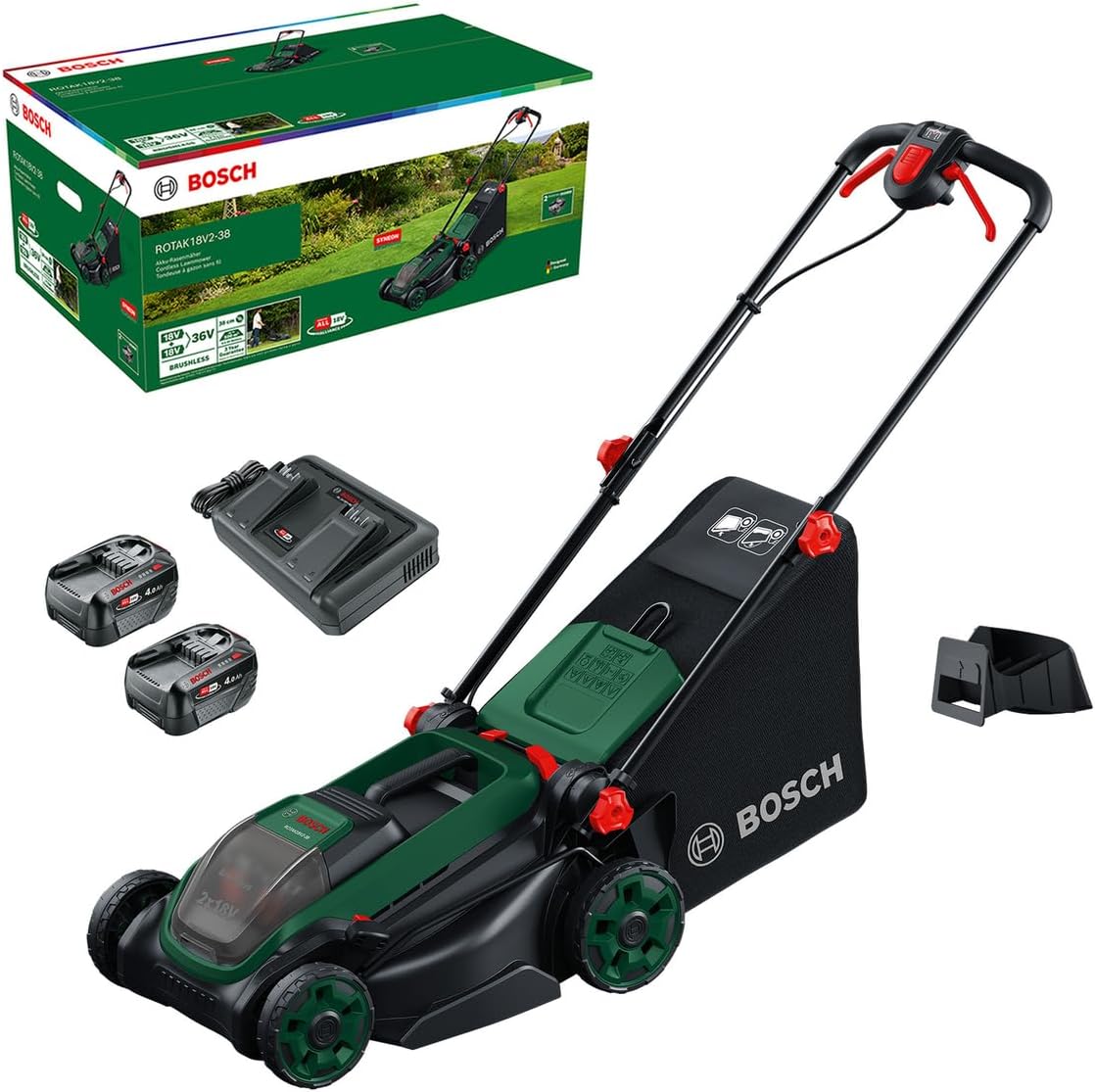 Bosch tondeuse à gazon, Noir, sans-Fil ROTAK18V2-38