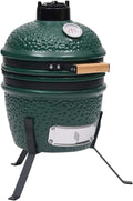Mandloder barbecue à charbon, 56 cm, 26,5 cm, céramique avec extérieur émaillé plein de cavités, acier revêtu par pulvérisation., vert
