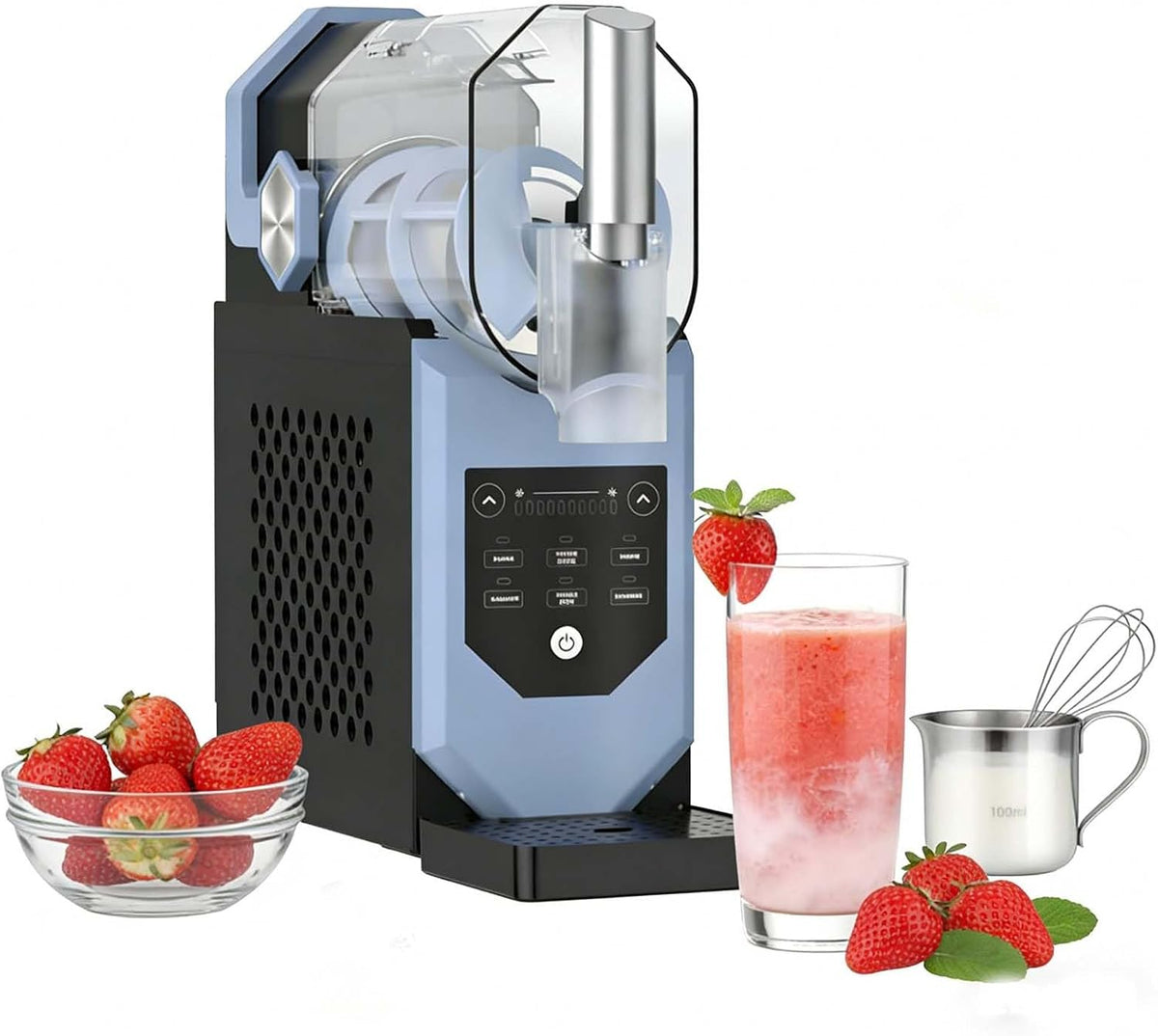 zhenmaster sorbetière, 415 x 143 x 425 mm, 2 L, 50 dB, Noir, Préparateur de Boissons Granité One-Touch, Machine À Granité Avec Écran Tactile LCD