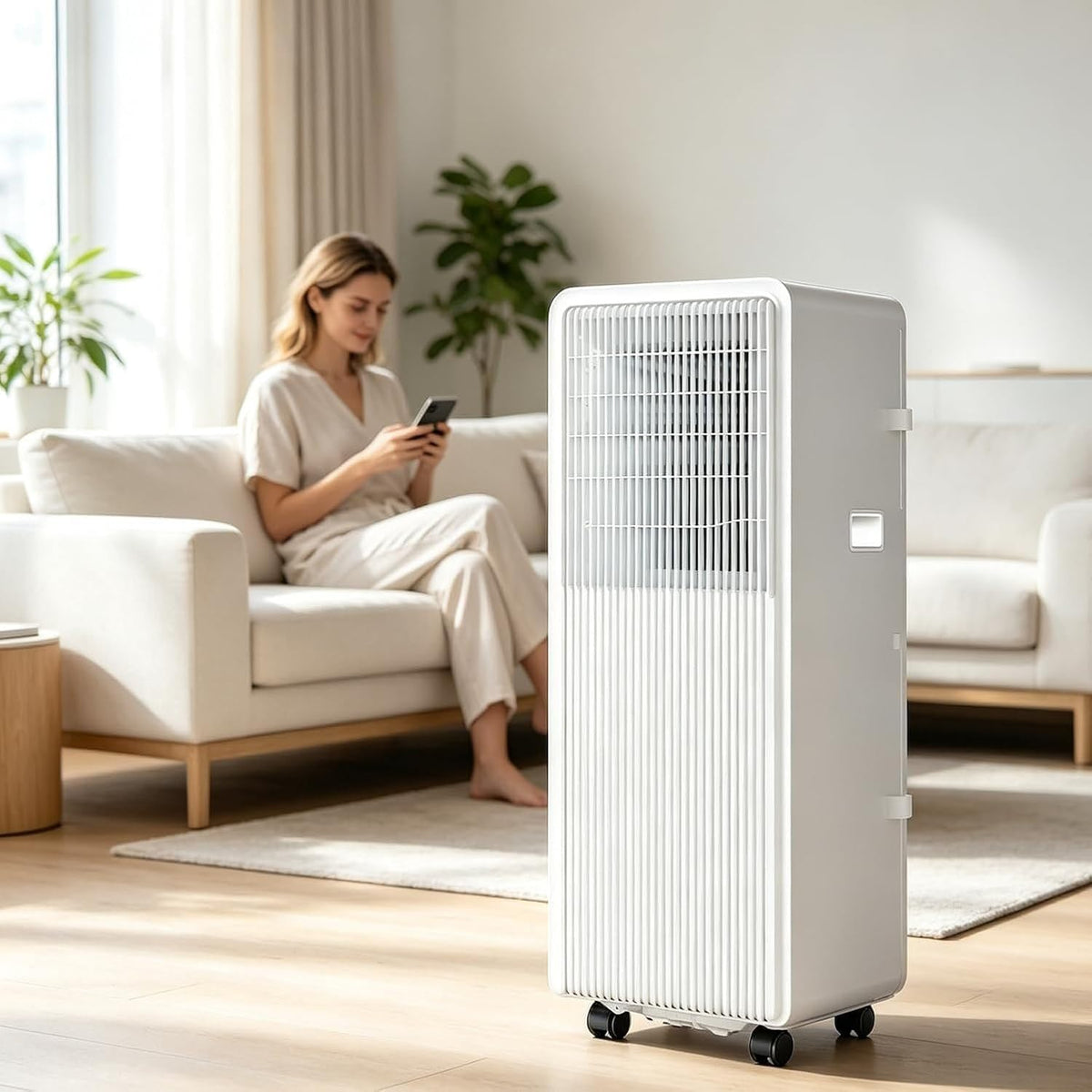 LCAIHONG climatiseur portable, 14000 BTU, 40 m, 14000btu, Blanc, Refroidit jusqu'à ², Silencieux avec Déshumidificateur