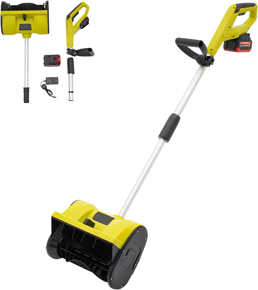 Armanyya fraise à neige, 1200 W., environ 60 dB., 32 cm, 8 m, 16 cm, plastique., vert., électrique sans fil avec batterie et chargeurs