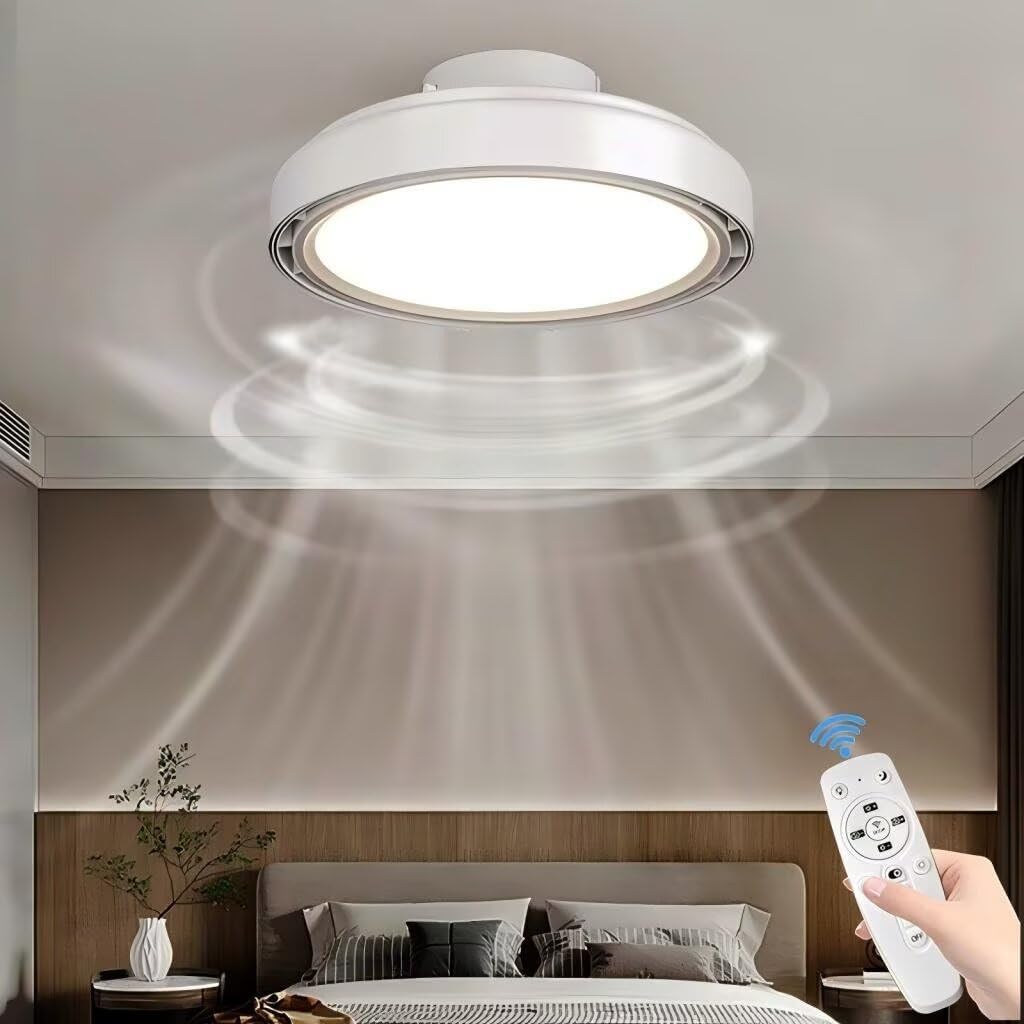 AstrizLamp Ventilateurs de plafond avec lampe intégrée, Blanc, Silencieux Ventilateur de Plafond avec Lumière et Télécommande