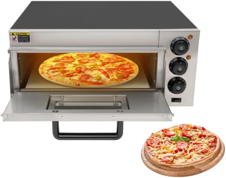 Taozhiyy four à pizza, 57 x 53 x 27,5 cm., 20 l., 2000 W., 220 V, 50 Hz., 220 V, Noir/Argenté, électrique