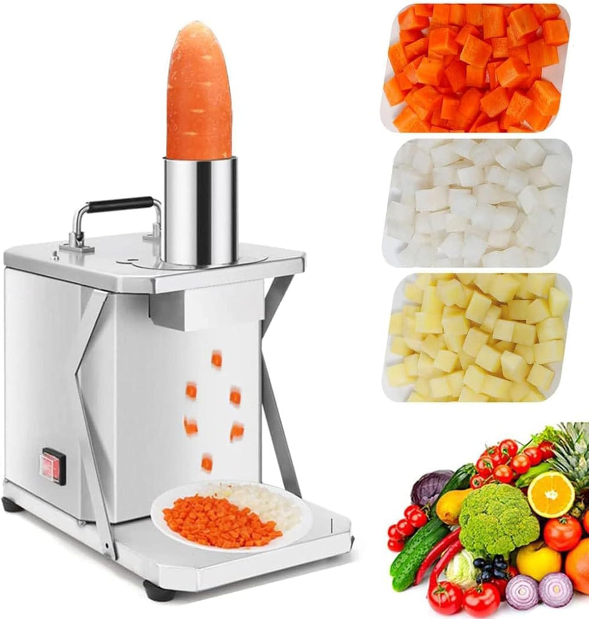 HQYMXYGEUR Râpes électriques, 200 W., 10 mm, argent., Coupe-légumes réglable, Coupe-légumes électrique, Coupe-légumes