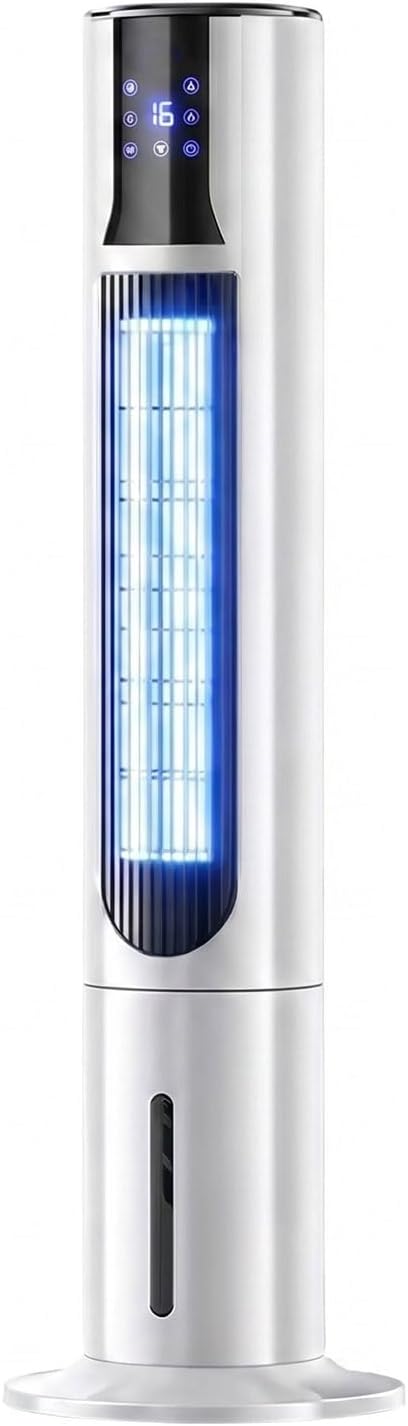 climatiseur portable GWFBLID, 120 × 35 cm, Inférieur à 40 dB, 10 L, Blanc