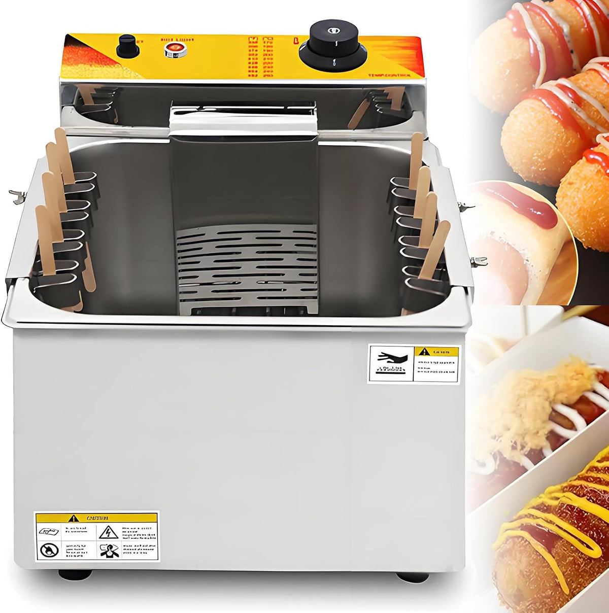 SHENGSHIYU Appareils à hot dog, 445 x 330 x 300 mm, 2,5 kW, 2.5KW, 12 L, Acier inoxydable, Noir, Machine Hot Dog