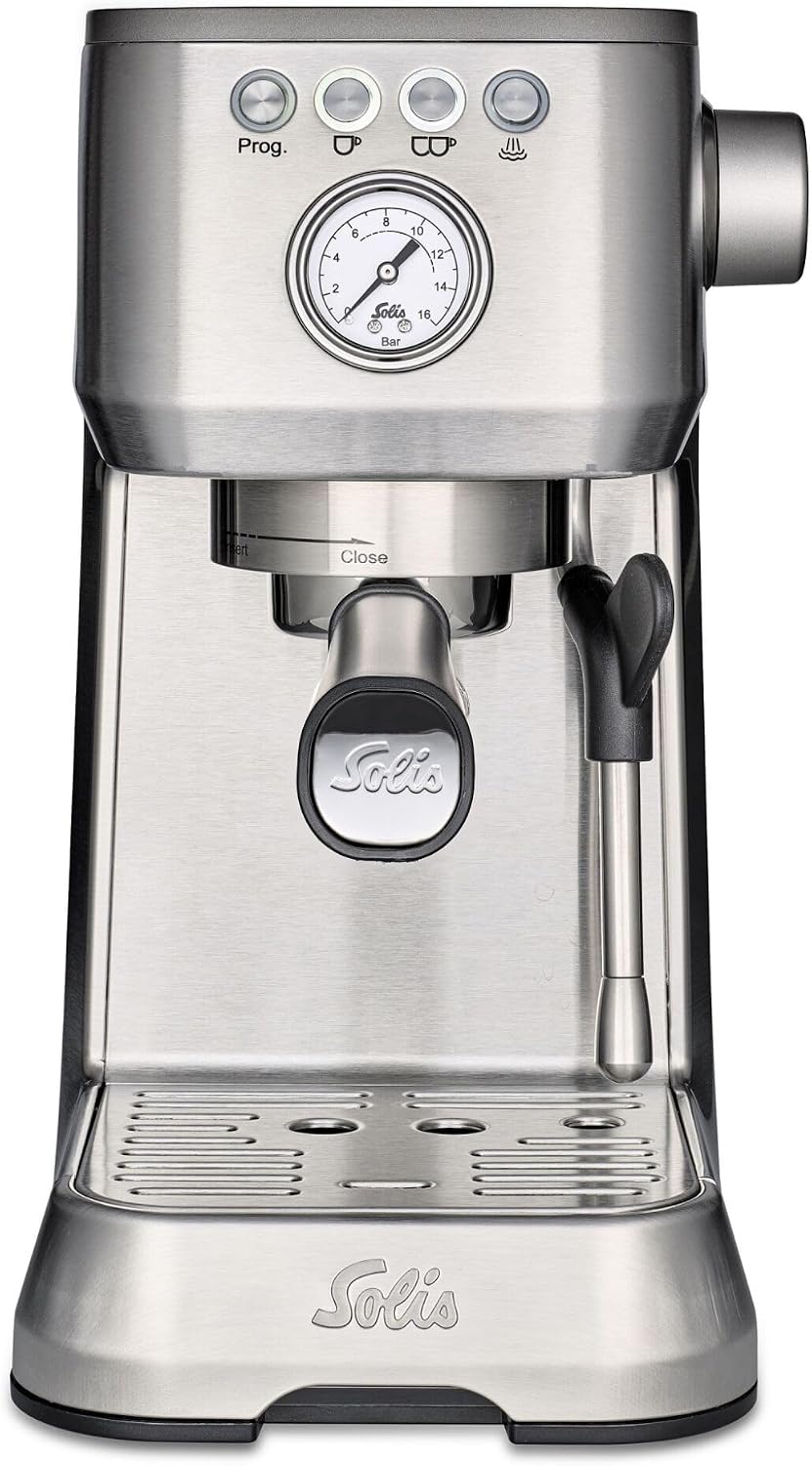 Solis machine à café, 1,7 L, Argenté, Barista Perfetta Plus 1170 V2 - pour grains, dosettes et café moulu - Nettoyage automatique - - 16 bars - Argent