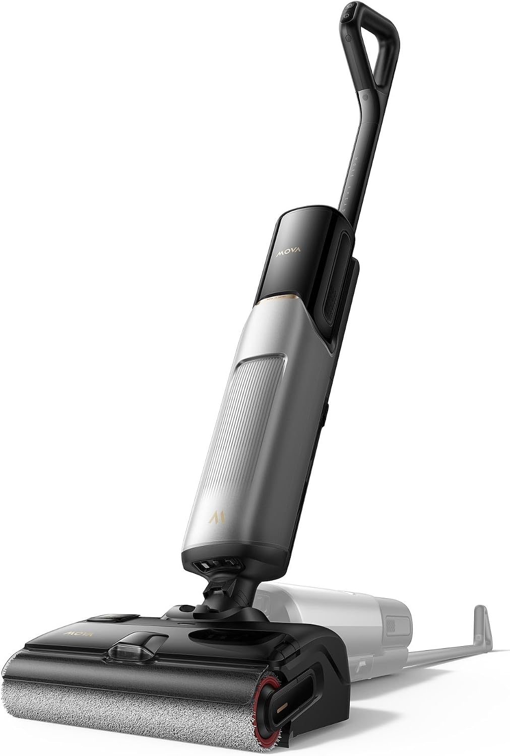 MOVA aspirateur eau et poussière, Noir, Aspirateur Laveur sans Fil avec Lavage à l'eau Chaude, Dosage Automatique
