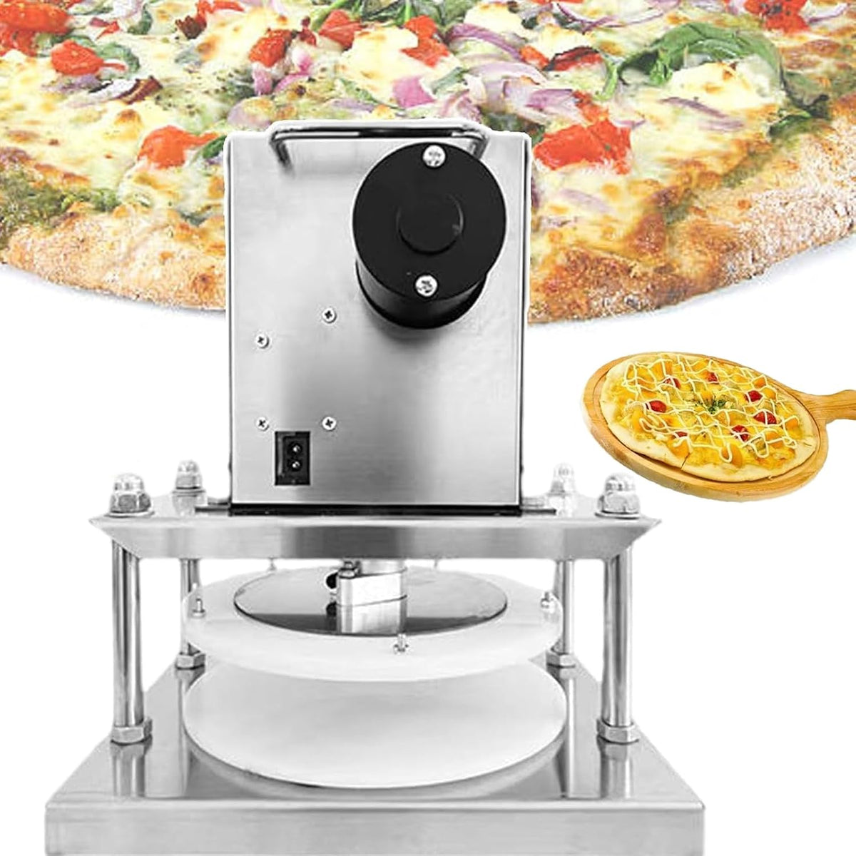 TDSYOCG Machines à pâtes, 30 cm, Argenté, Presse à Pâte à Pizza Électrique en Acier Inoxydable
