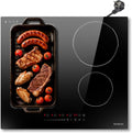 Tables de cuisson Karienvir, 3500 W, Noir, Plaque Induction 4 Feux avec Prise, Electrique Induction Zone Flexible