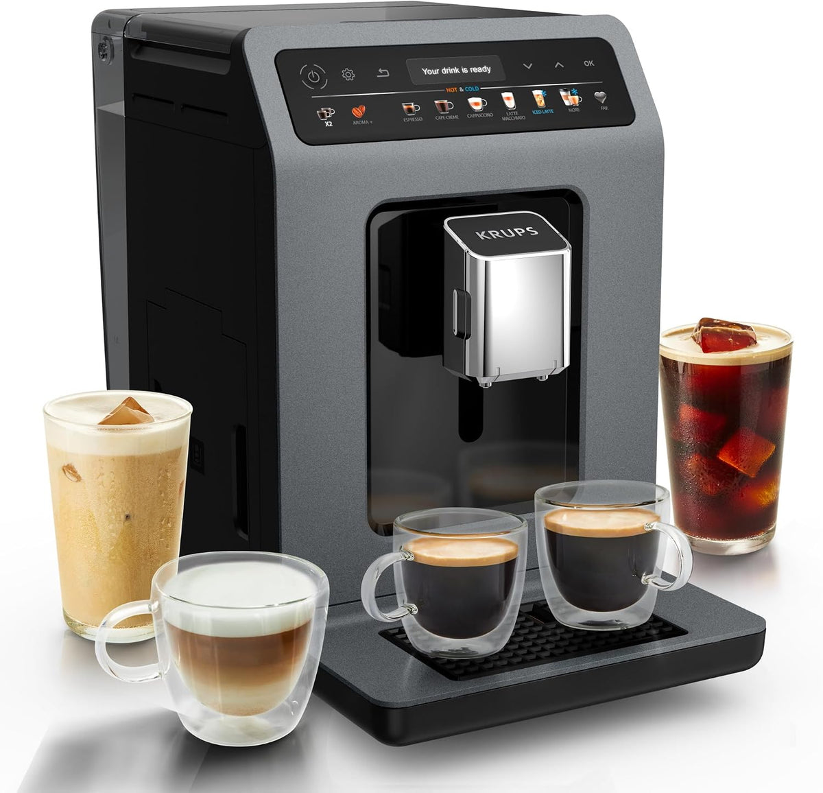 KRUPS machine à café, Gris, - Evidence Hot & Cold automatique - 15 bars