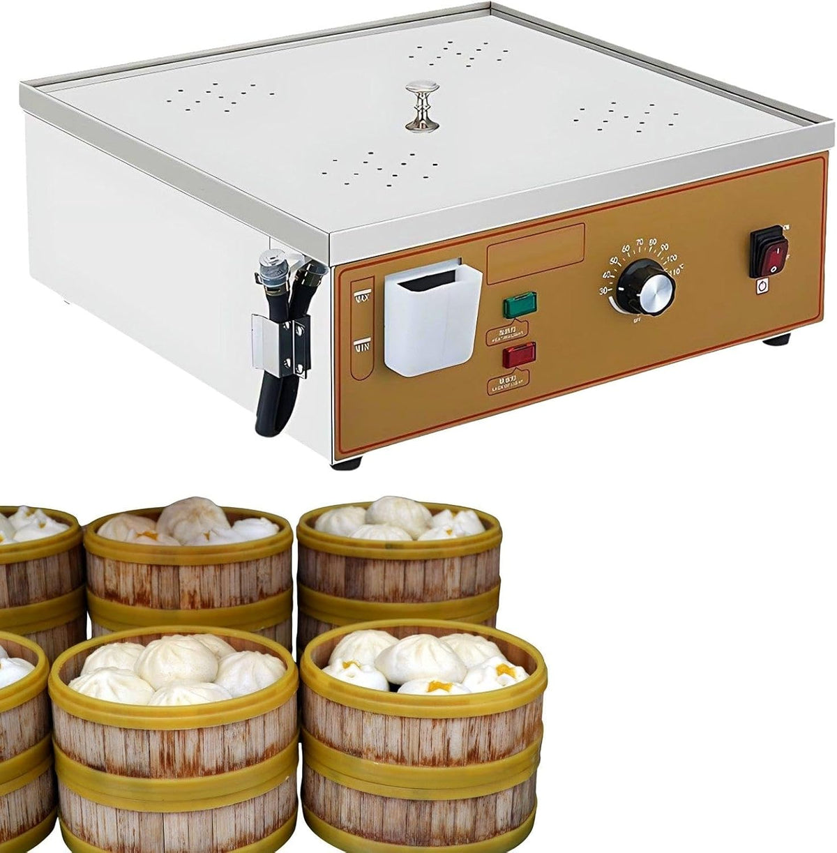 HalksuyNa Cuiseurs vapeurs électriques, Acier inoxydable robuste, Argenté, Cuiseur vapeur professionnel pour dim sum