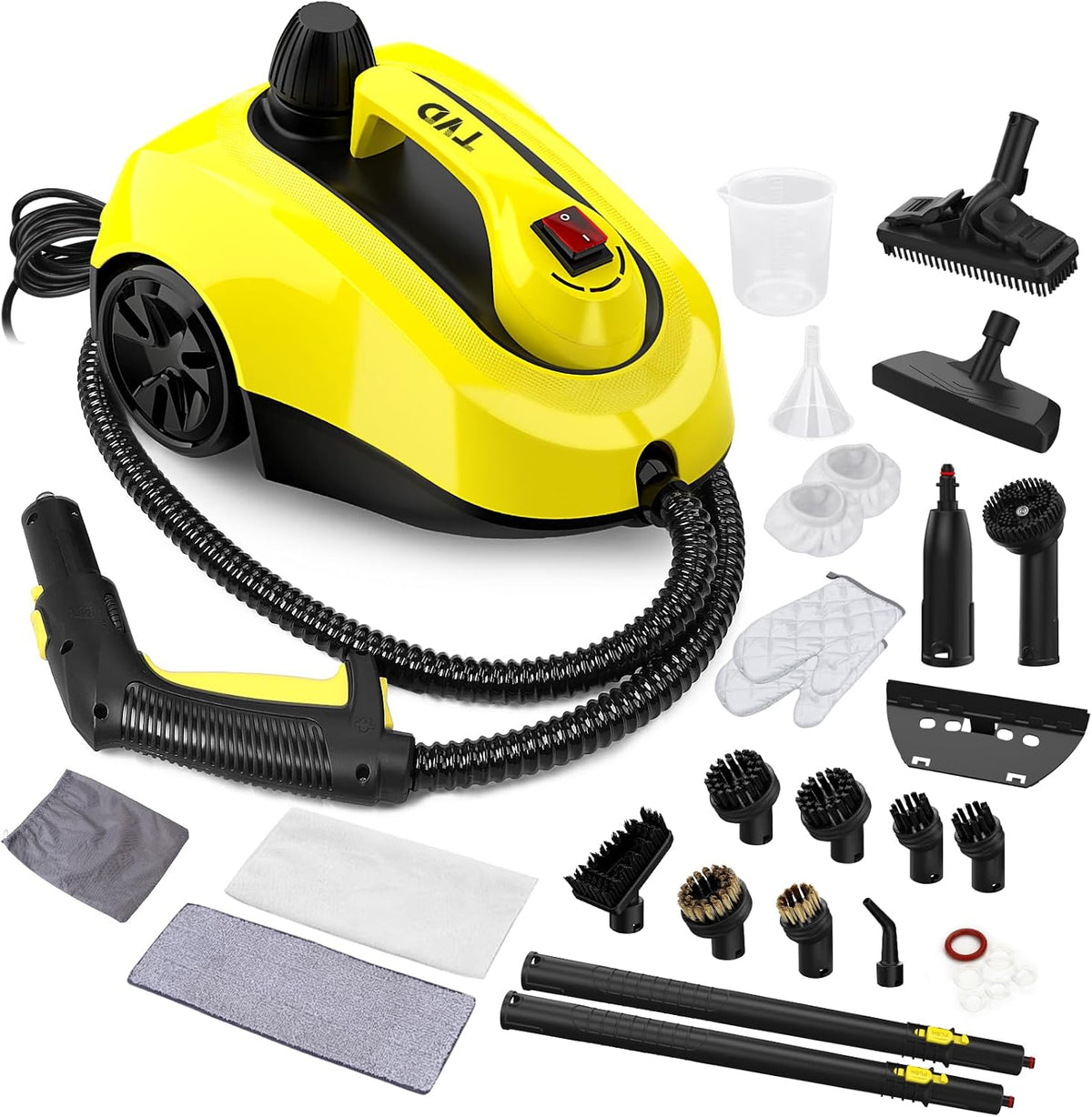 canapé TVD, 2000 W, Noir/Argenté, Nettoyeur vapeur pour meubles rembourrés avec câble d'alimentation, carrelage
