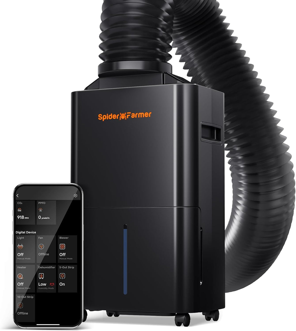 SPIDER FARMER déshumidificateur, 12 L, Blanc, électrique /24H avec tuyau de drainage et de ventilation, dégivrage automatique