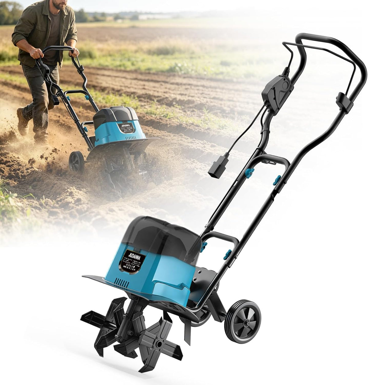 JUDANNA Motoculteurs, 18 V, 36 cm, 18 cm, 1600 W, Noir, Motoculteur électrique sans fil pour Makita, motoculteur électrique