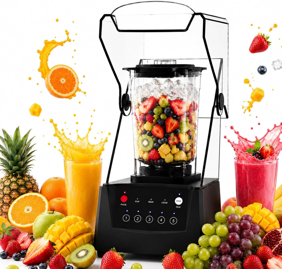 SHUMIAO blender, 2200 W, Noir, de Comptoir Professionnel, Bol 70 Oz, 5 Programmes, Limitez les cycles répétés