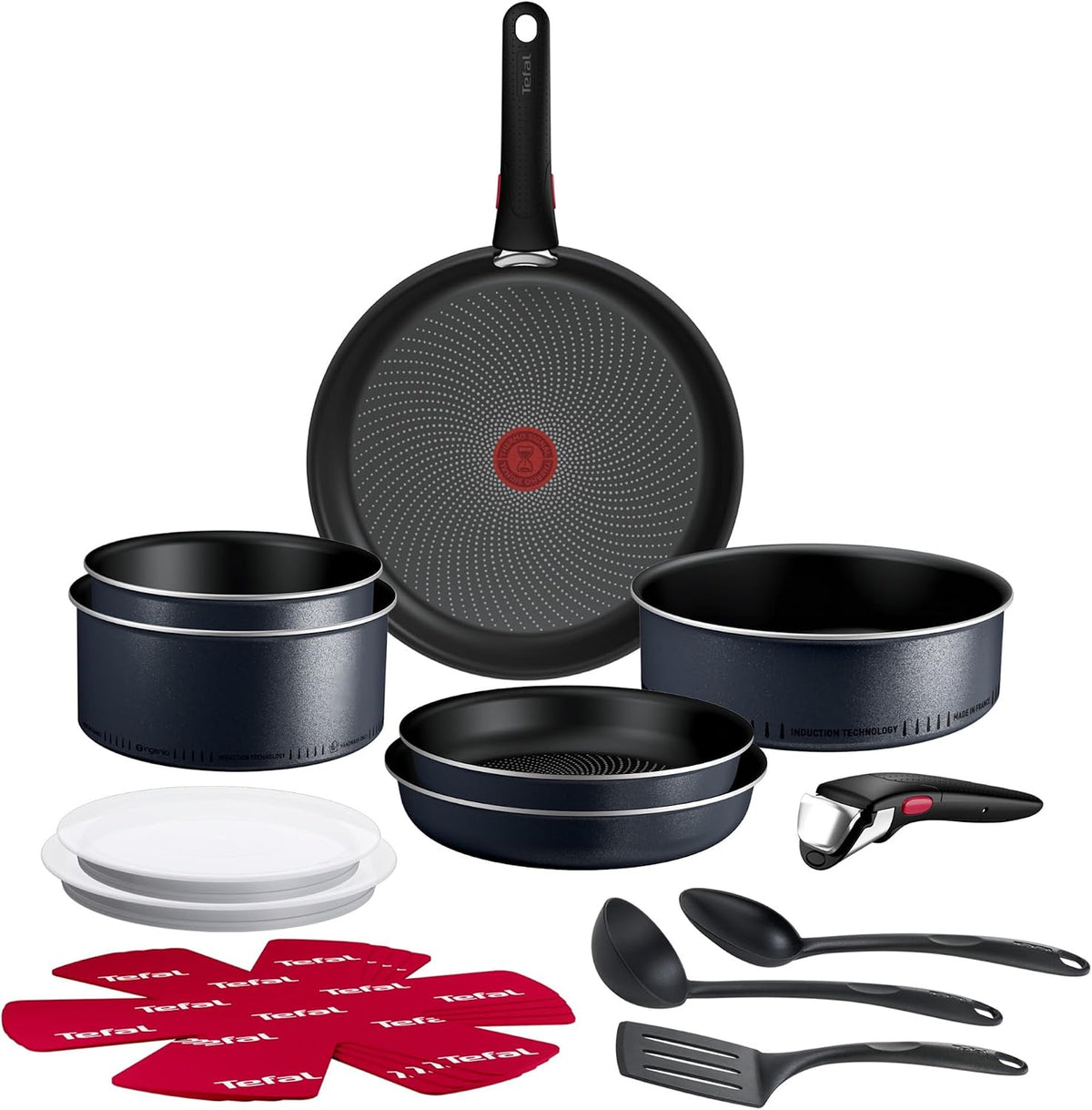 Tefal batterie de cuisine, Gris, - Ingenio Enjoy scintillant - 17 pièces
