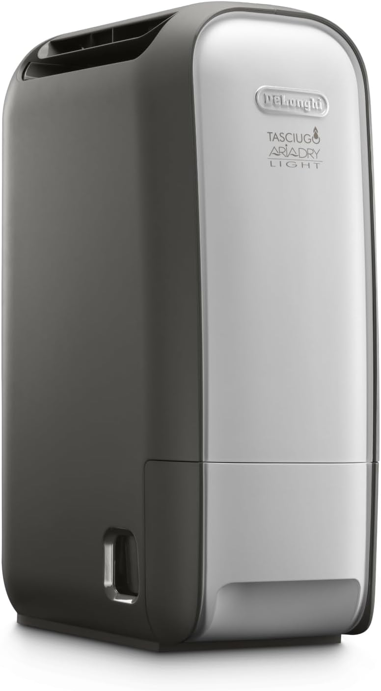 De'Longhi déshumidificateur, 7,5 L, Gris, Tasciugo AriaDry Light - Portable pour la Maison, Zéolite et Ioniseur