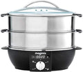 Magimix Cuiseurs vapeurs électriques, 12,2 l, 1,2 l, 1900 W, Argenté, 11579 Cuiseur Vapeur avec 2 paniers Rotatif