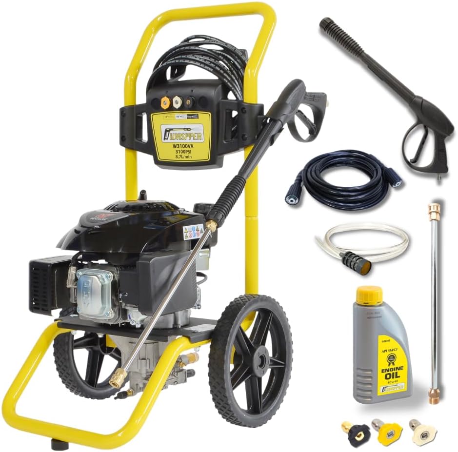 WASPPER nettoyeur haute pression, 213 Bar, 8,7 L, Noir, Essence 3100 PSI, Nettoyeur Thermique /Min Moteur 4