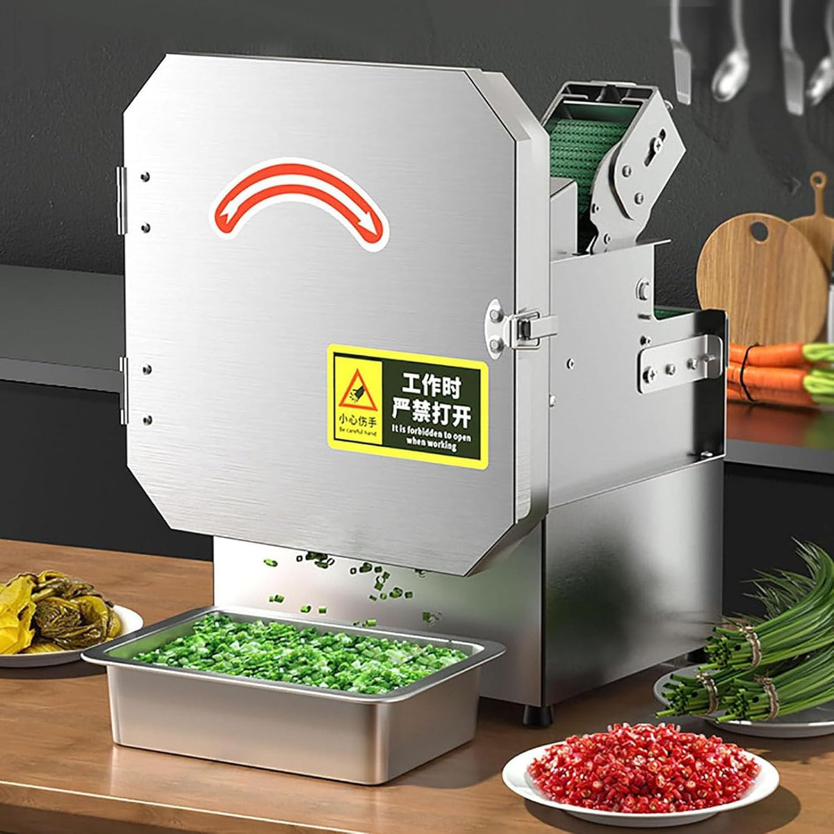 HaiZethonic trancheuse électrique, 200 W, 35 Mm, Métal, Noir, Hachoir Légumes électrique Industriel, Trancheuse Oignons Verts Professionnelle