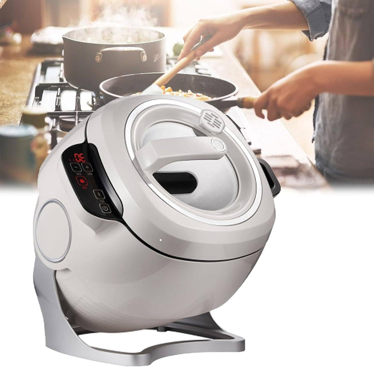 Memykoy Robots, 310 x 370 x 365 mm, 2000 W, 6 L, Gris, Robot culinaire Professionnel, cuiseur à sauté Automatique Portable