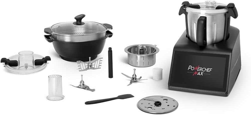 Schneider Robots multifonctions, 4.5 litres, Noir, SCCM2310FM, Robot chauffant multifonction, Connecté, 600 recettes