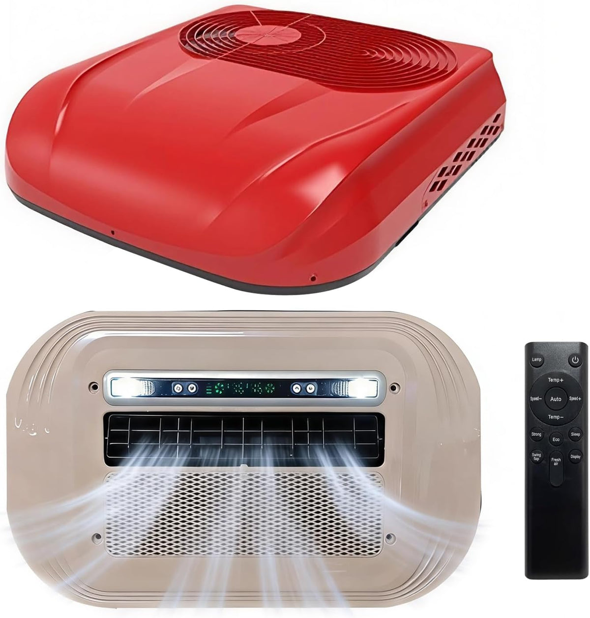 JUXDZISHW Air conditionné, 24 V, 12 V, Rouge, Climatiseur de camping-car, / Climatiseur de toit de camping-car pour camions