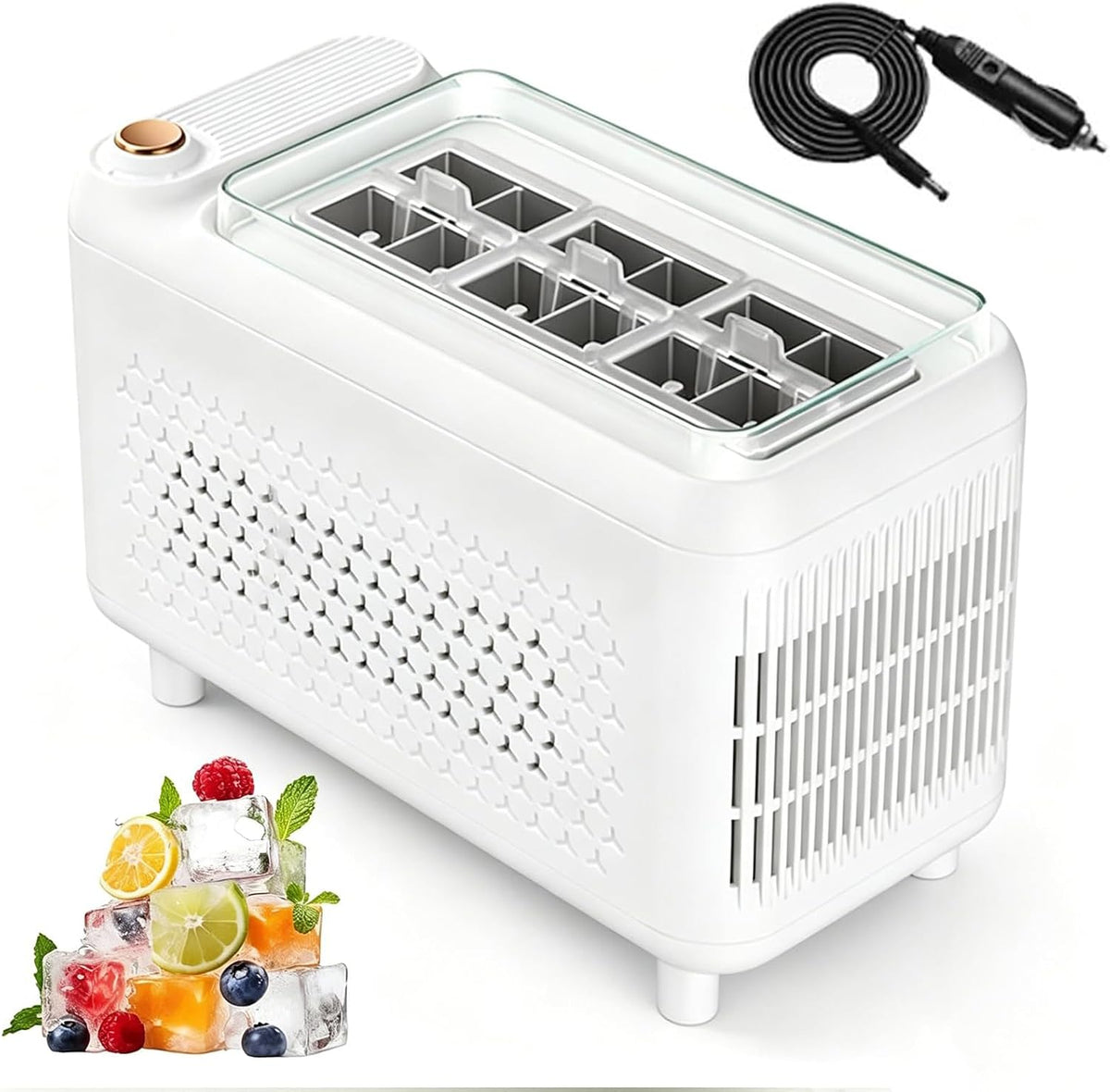 machine à glaçons, 500 ml, Marron, portable de pour la maison, le bureau et le camping, automatique facile à nettoyer