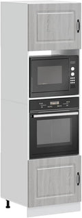 armoire Holepyr, 60 x 57 x 207 cm, bois, gris sonoma, micro-ondes, espace de rangement et stockage