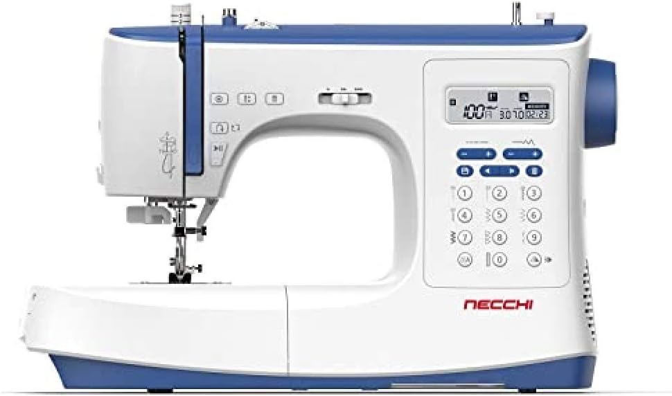 Necchi machine à coudre, Bleu, intérieur en aluminium moulé sous pression, coque en ABS, régulier